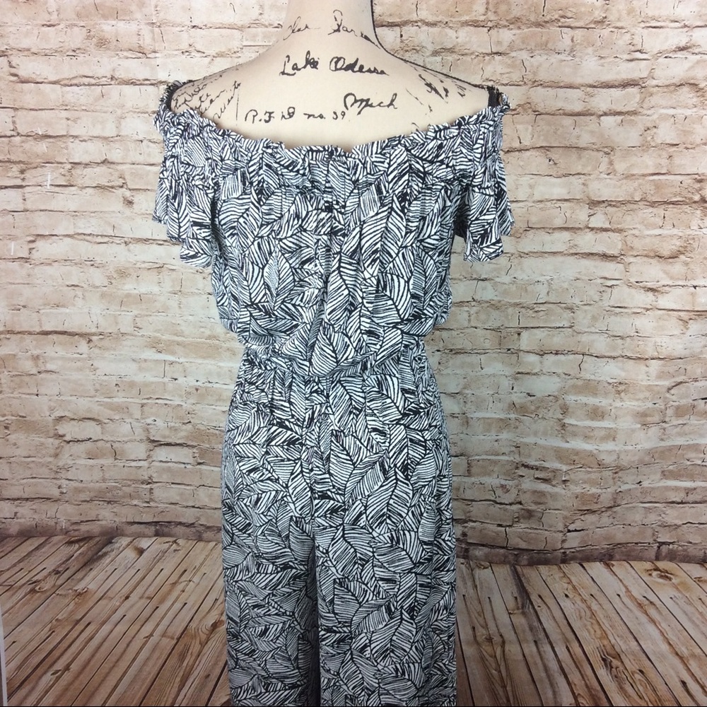 New Mudpie Jasmine Black Palm Jumpsuit XS - Picture 5 of 7